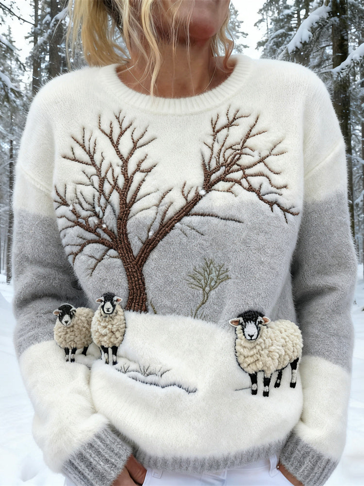 Lola | Sheep Appliqué Christmas Jumper for Women