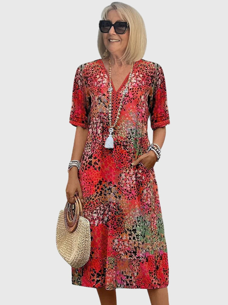 Lottie | Effortless Floral Midi Christmas Party Dress