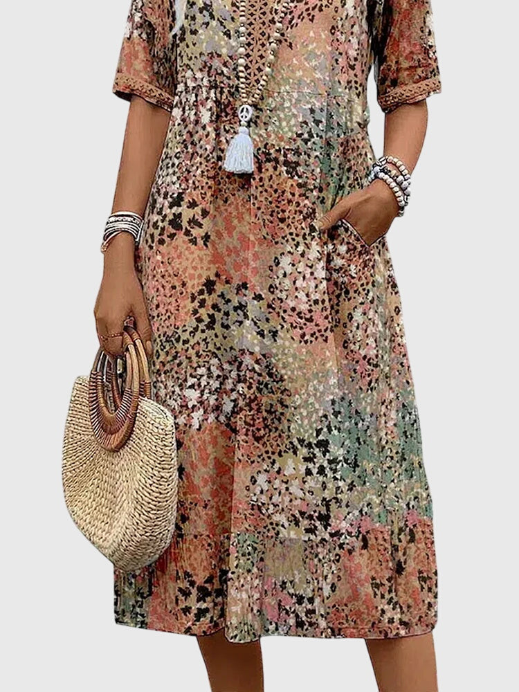 Lottie | Effortless Floral Midi Christmas Party Dress