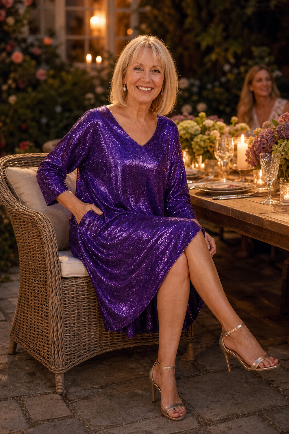 Lottie | Sequin V-Neck Swing Dress for Xmas Party Wear