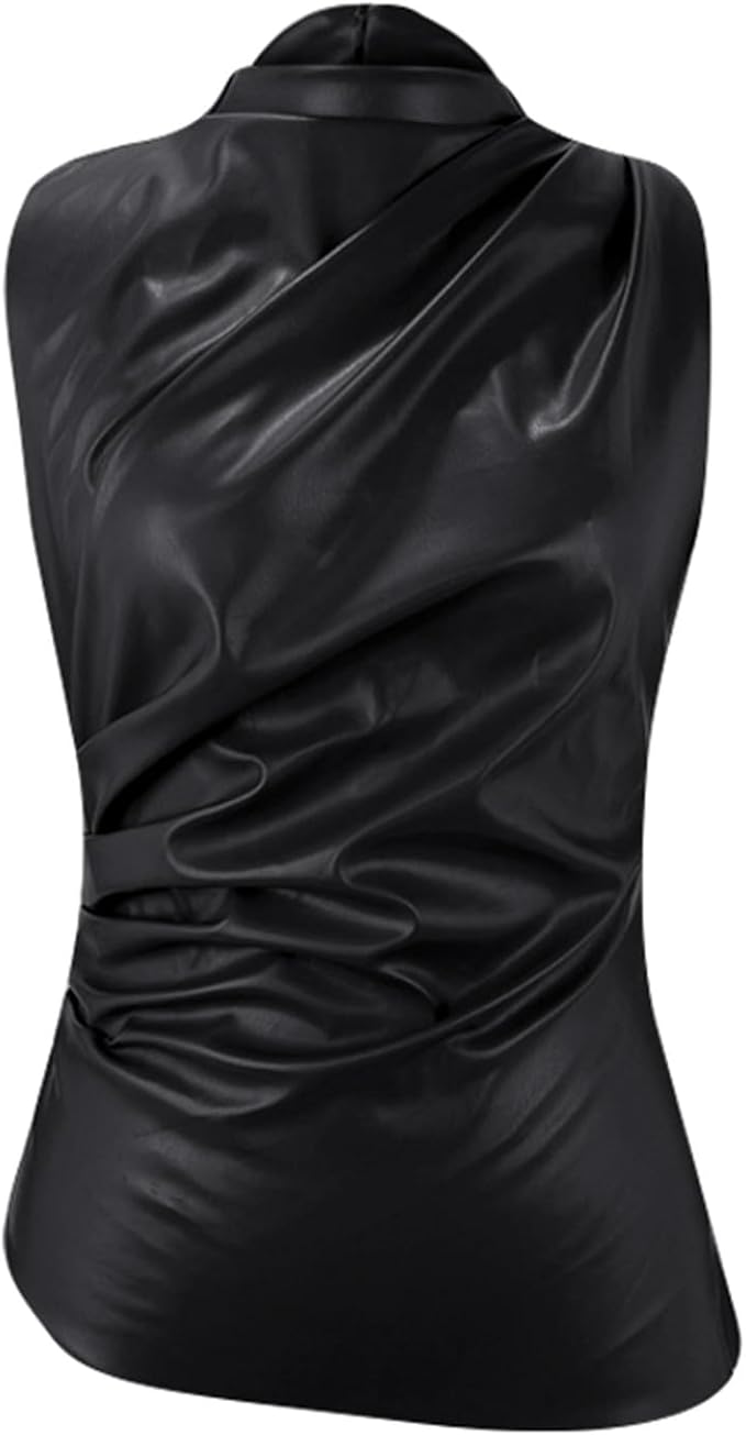 Lottie | Timeless Ruched Sleeveless Party Top with Stand Collar
