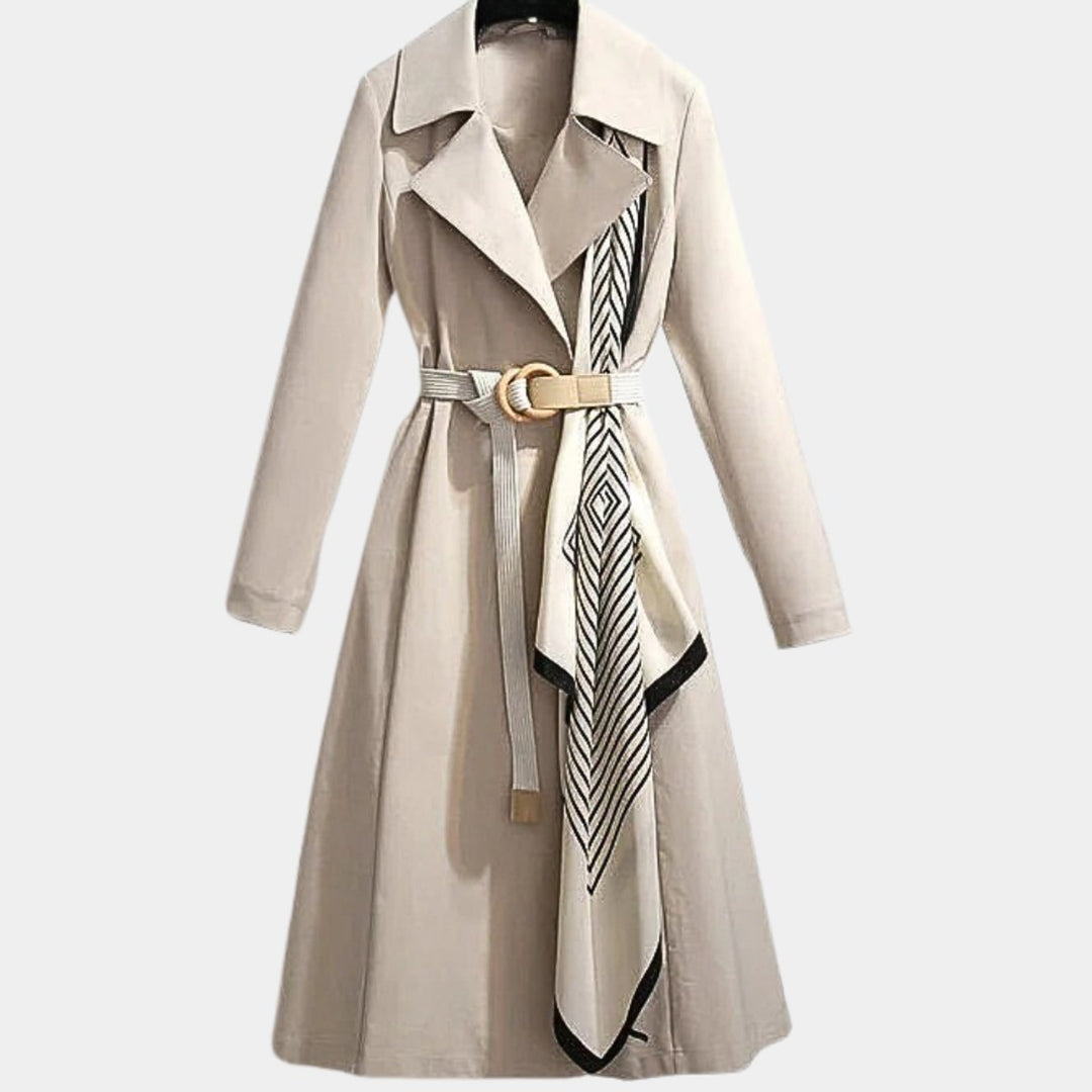 Luna | Effortless Belted Long Coat with Notch Collar