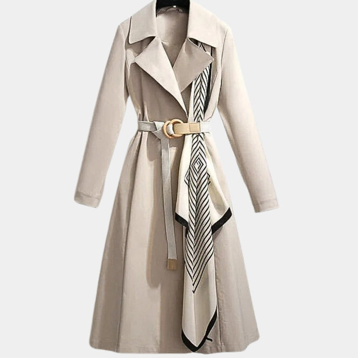 Luna | Effortless Belted Long Coat with Notch Collar
