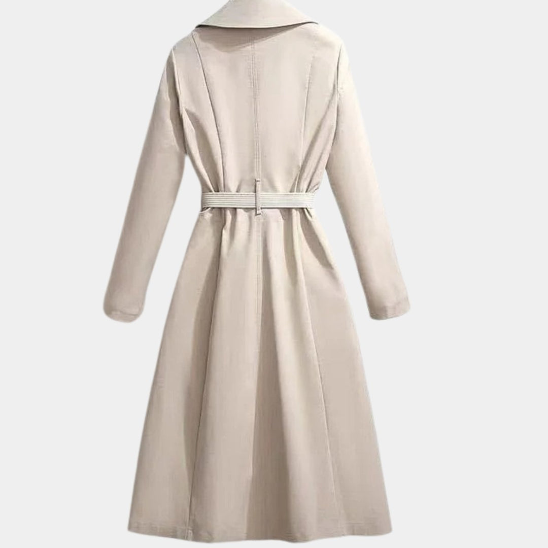 Luna | Effortless Belted Long Coat with Notch Collar