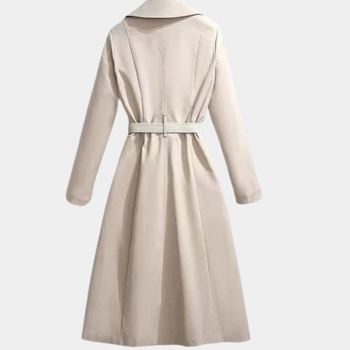 Luna | Effortless Belted Long Coat with Notch Collar