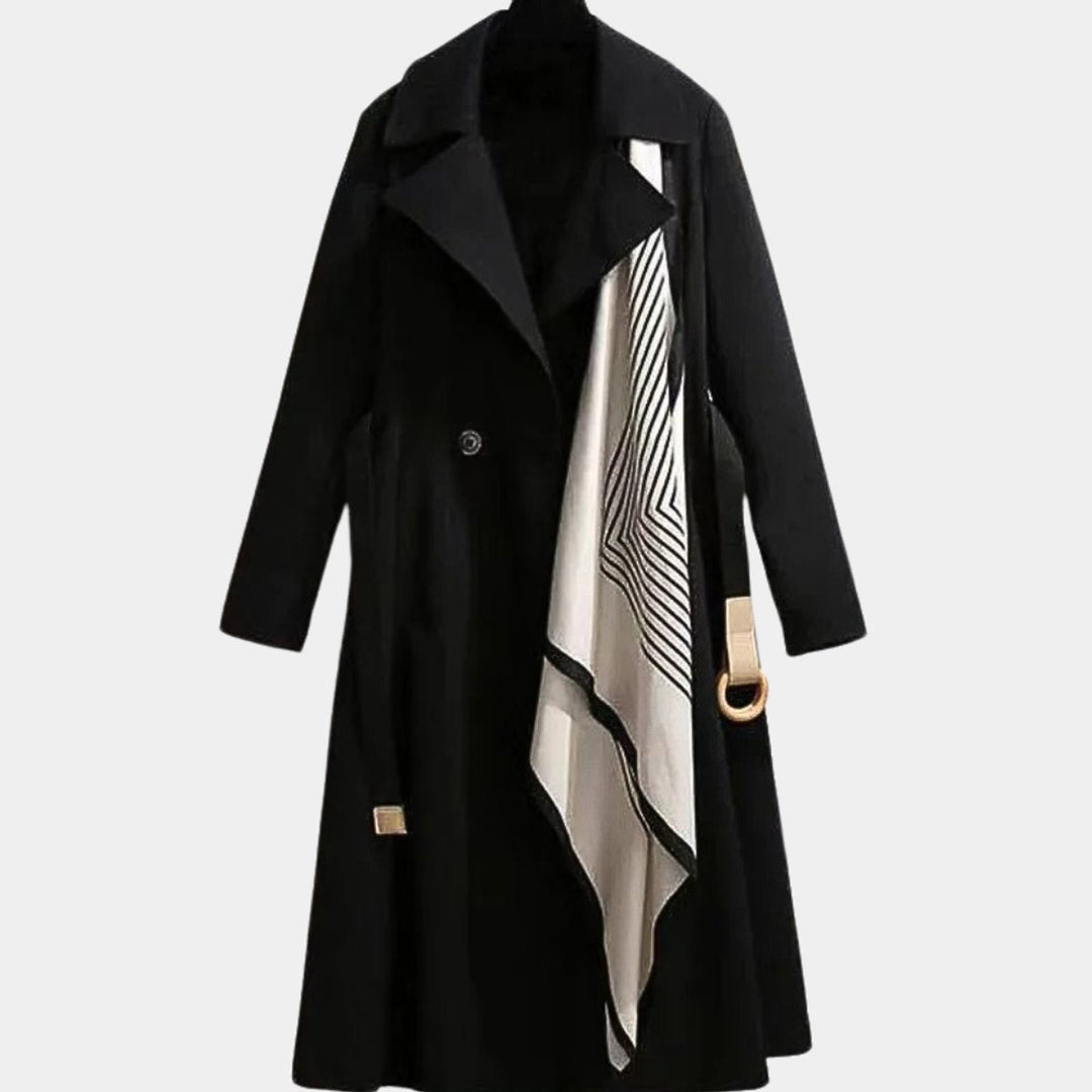 Luna | Effortless Belted Long Coat with Notch Collar