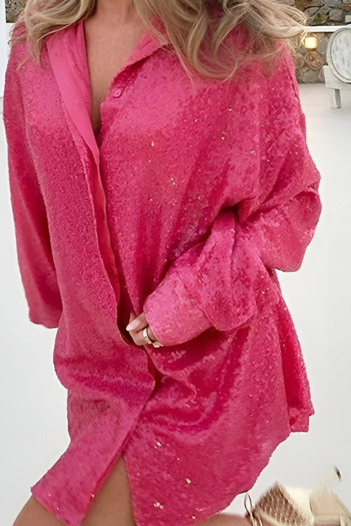 Lyla | Classic Sequin Oversized Shirt Party Top