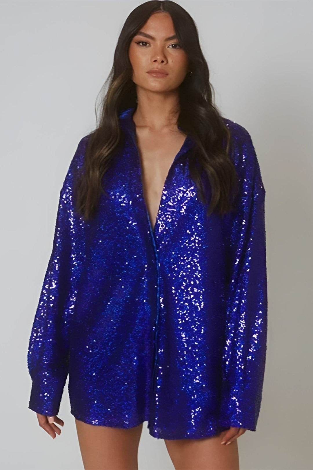 Lyla | Classic Sequin Oversized Shirt Party Top