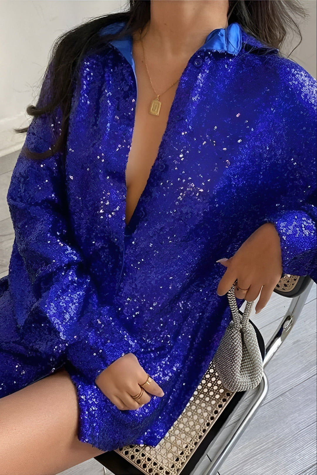 Lyla | Classic Sequin Oversized Shirt Party Top