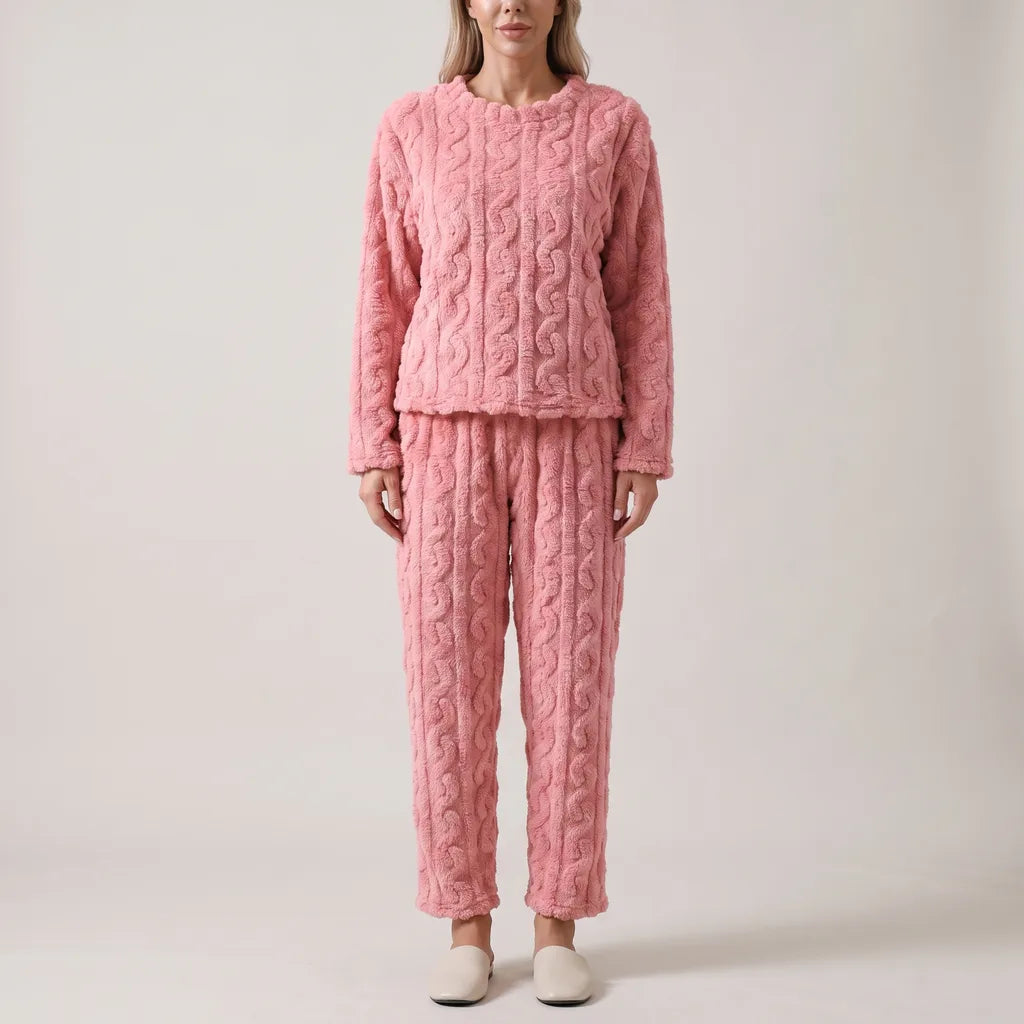 Lyla | Effortless Cable Knit Fleece Ladies Pyjamas Set