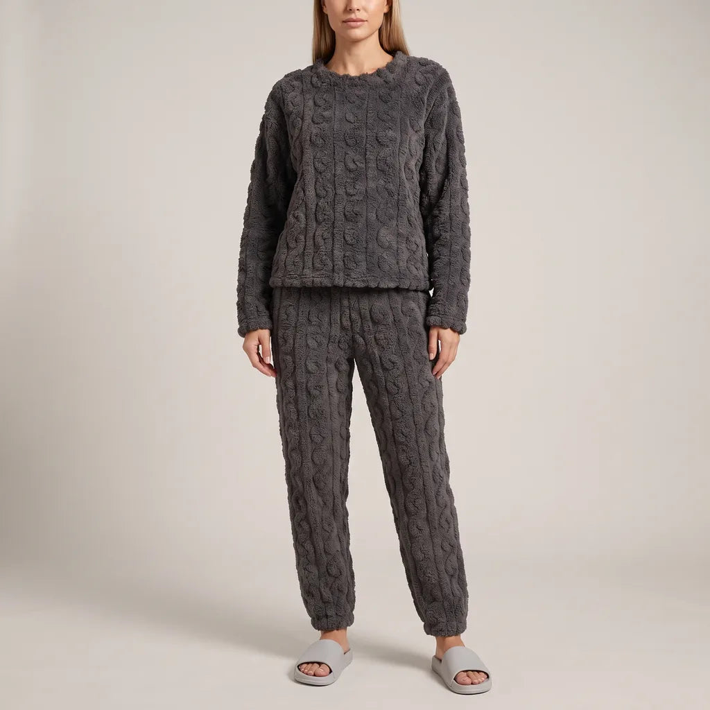 Lyla | Effortless Cable Knit Fleece Ladies Pyjamas Set