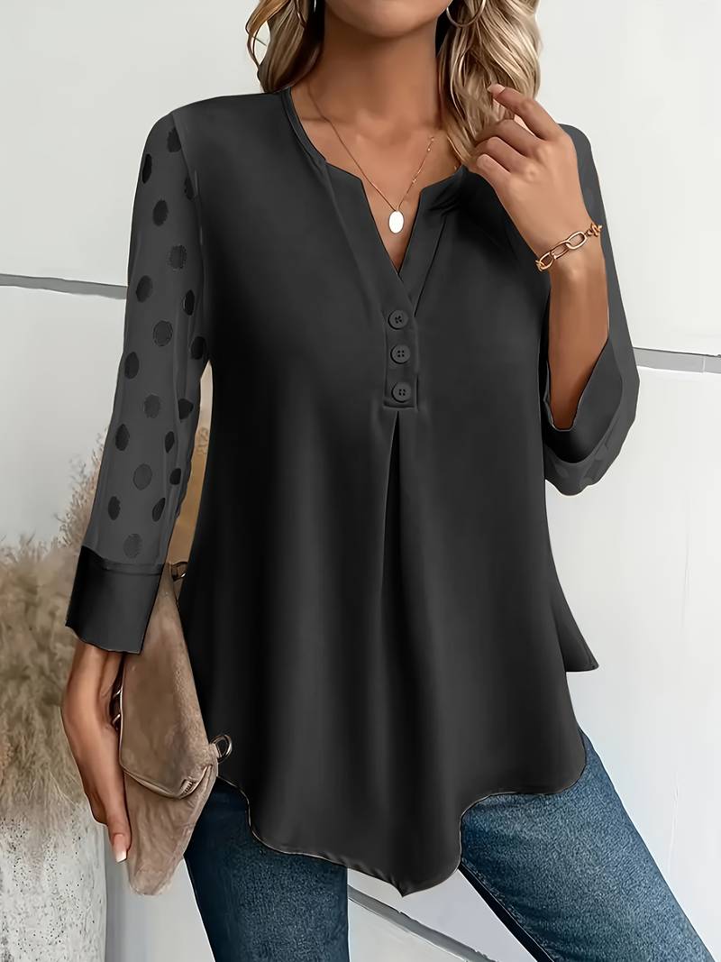 Lyra | Timeless Polka Dot Sheer Sleeve Party Top