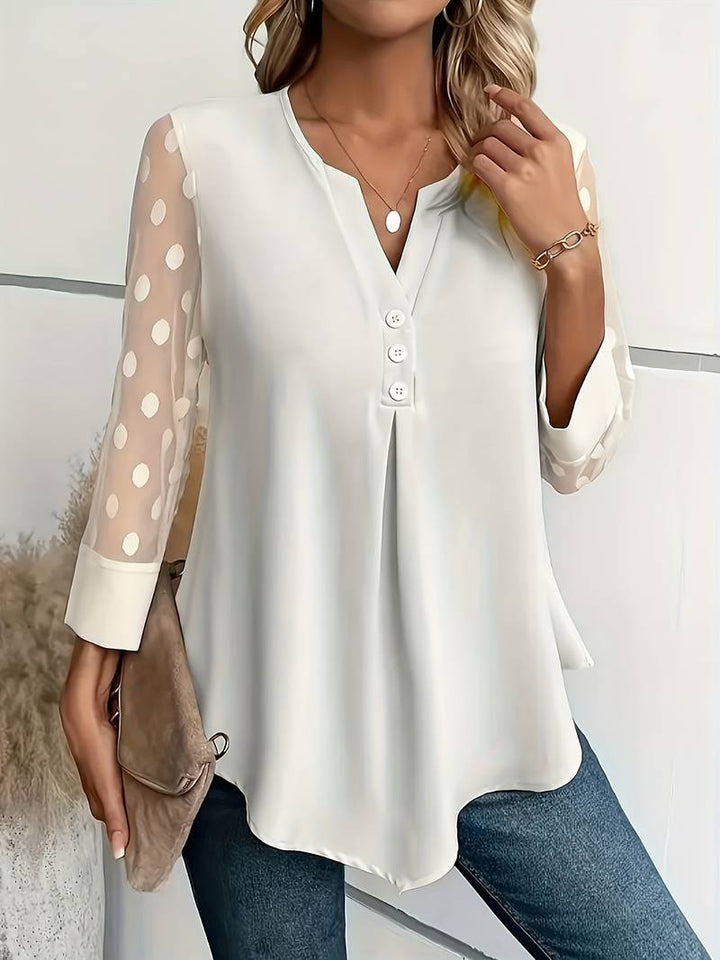 Lyra | Timeless Polka Dot Sheer Sleeve Party Top