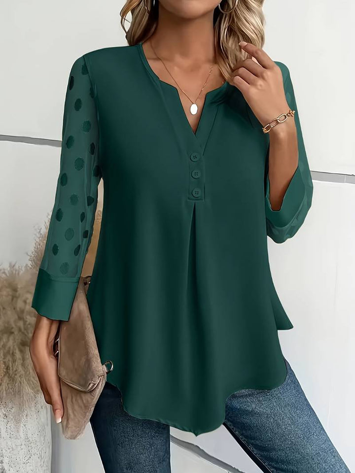 Lyra | Timeless Polka Dot Sheer Sleeve Party Top