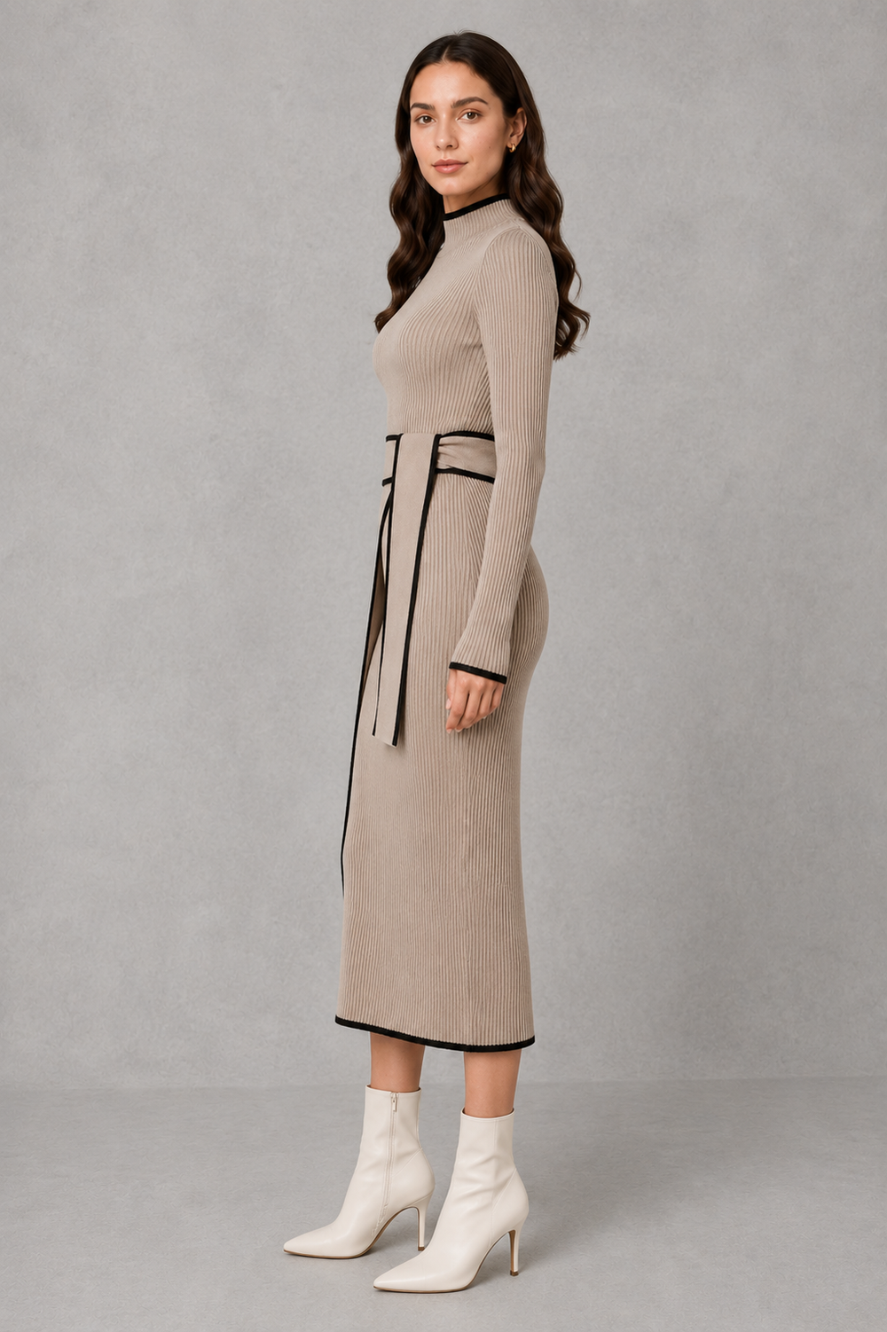 Mabel | Chic Ribbed Knit Wrap Jumper Dress