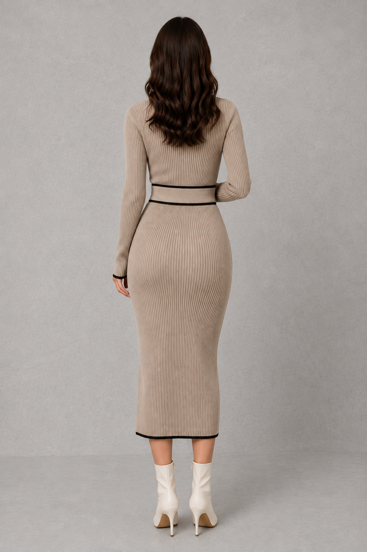 Mabel | Chic Ribbed Knit Wrap Jumper Dress