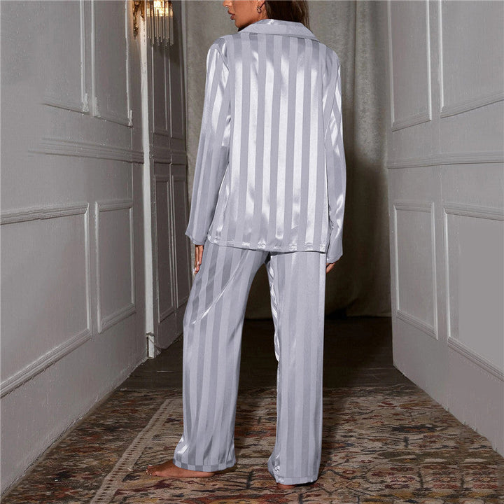 Mabel | Classic Striped Satin-Look Ladies Pyjamas Set