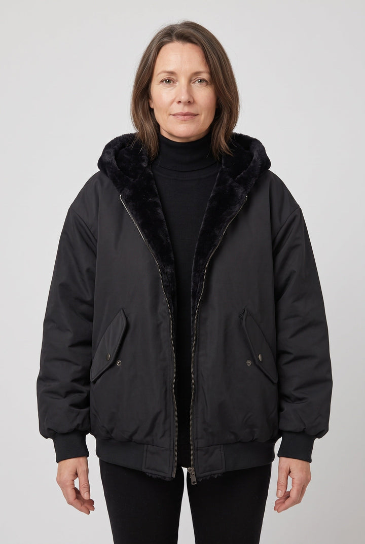 Mabel | Elegant Hooded Faux Fur Coat with Oversized Fit
