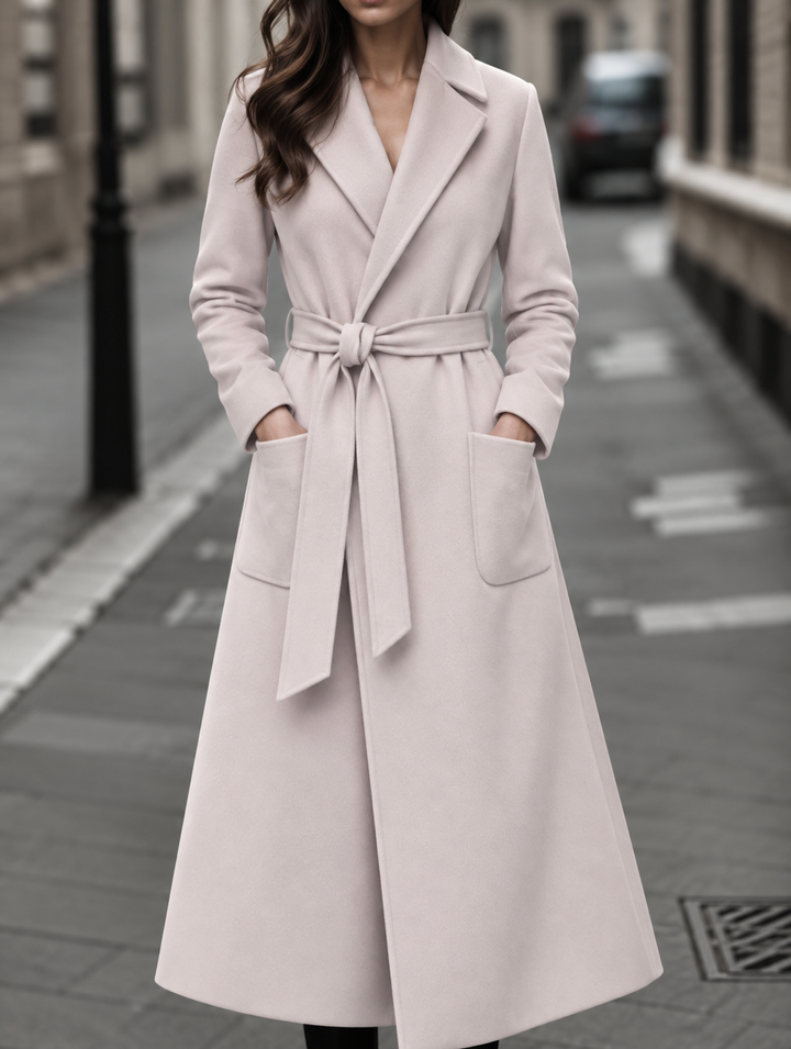 Maeve | Stylish Belted Long Coat with Patch Pockets