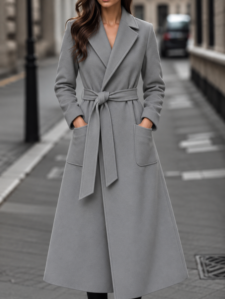 Maeve | Stylish Belted Long Coat with Patch Pockets