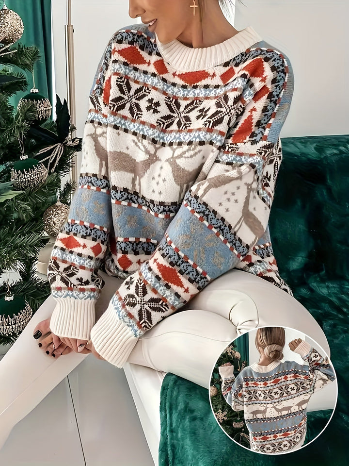 Maisie | Oversized Fair Isle Reindeer Christmas Jumper for Women