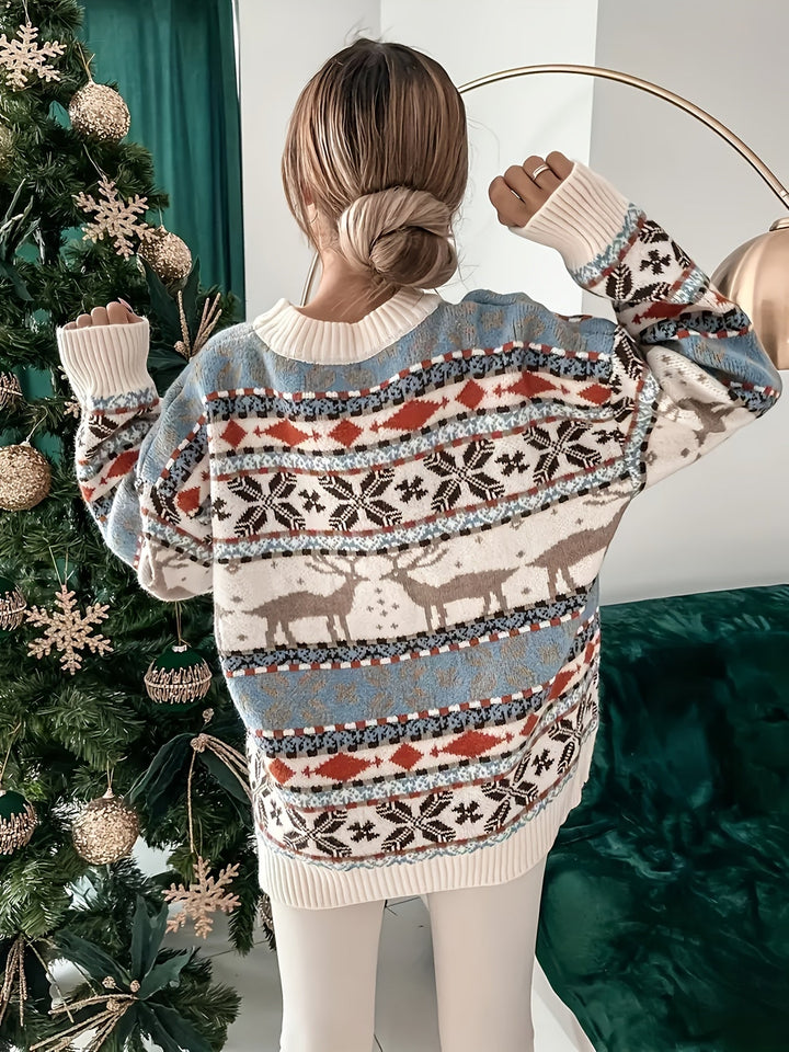 Maisie | Oversized Fair Isle Reindeer Christmas Jumper for Women