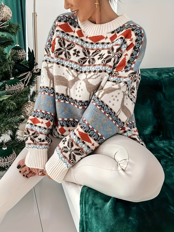 Maisie | Oversized Fair Isle Reindeer Christmas Jumper for Women