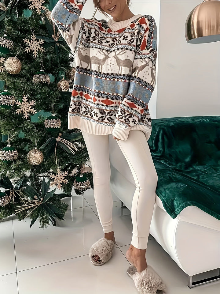Maisie | Oversized Fair Isle Reindeer Christmas Jumper for Women