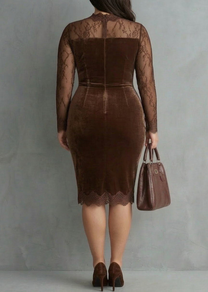 Maisie | Relaxed Lace Sleeve Velvet Midi Christmas Dress