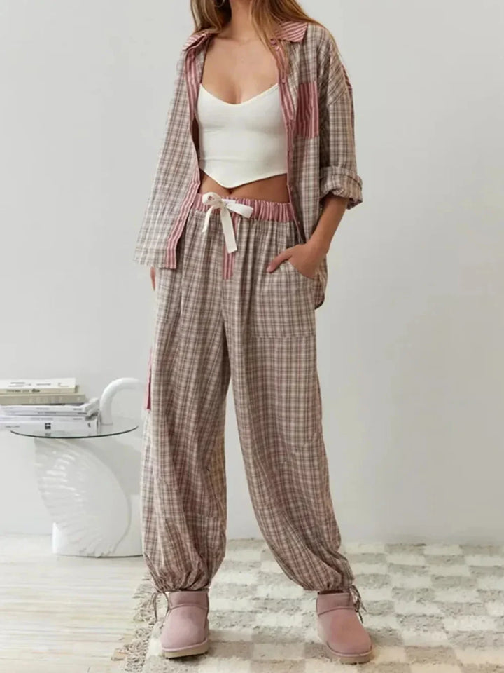 Maisie | Sophisticated Striped Ladies Pyjamas Shirt Set