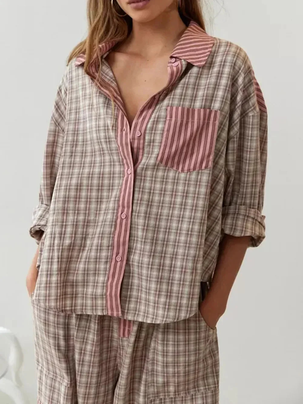 Maisie | Sophisticated Striped Ladies Pyjamas Shirt Set