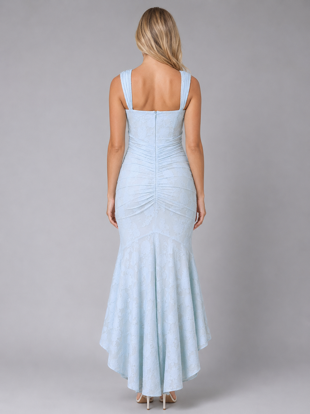 Margot | Elegant Ruched Lace Midi Christmas Party Dress