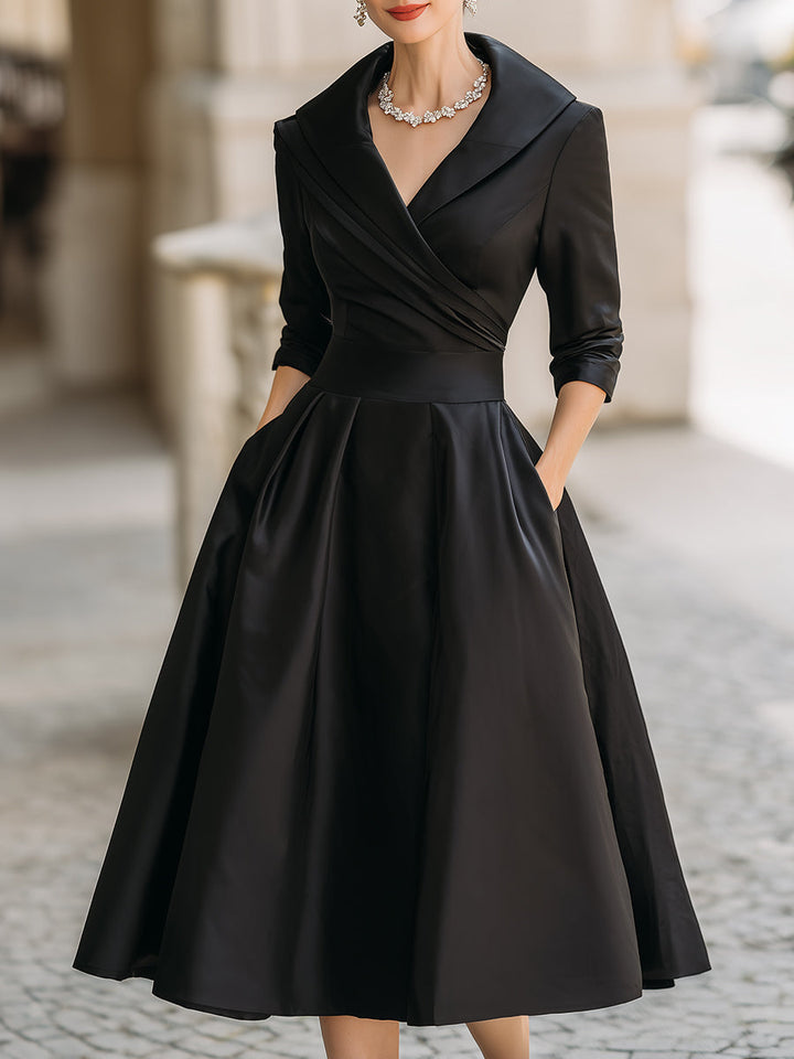 Margot | Stylish Wrap Collar A-Line Christmas Party Dress