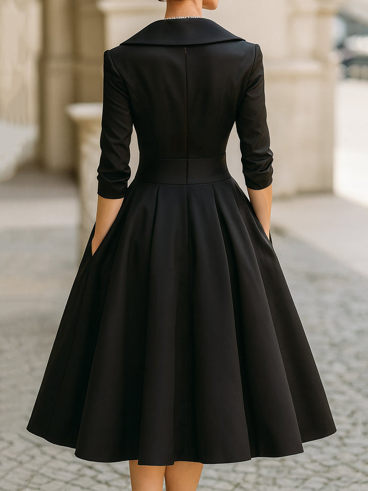 Margot | Stylish Wrap Collar A-Line Christmas Party Dress