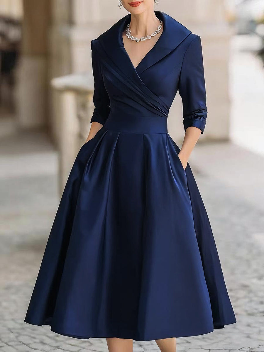 Margot | Stylish Wrap Collar A-Line Christmas Party Dress