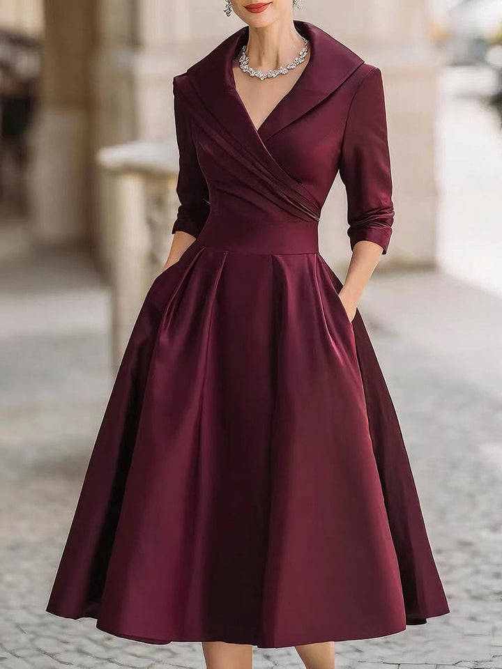 Margot | Stylish Wrap Collar A-Line Christmas Party Dress