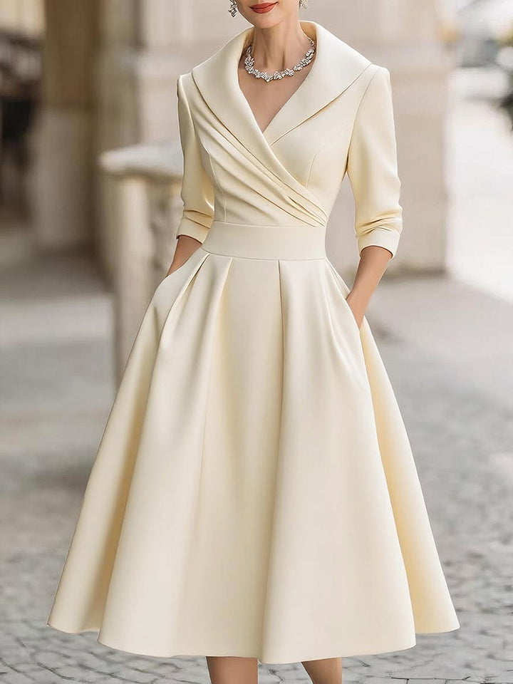 Margot | Stylish Wrap Collar A-Line Christmas Party Dress