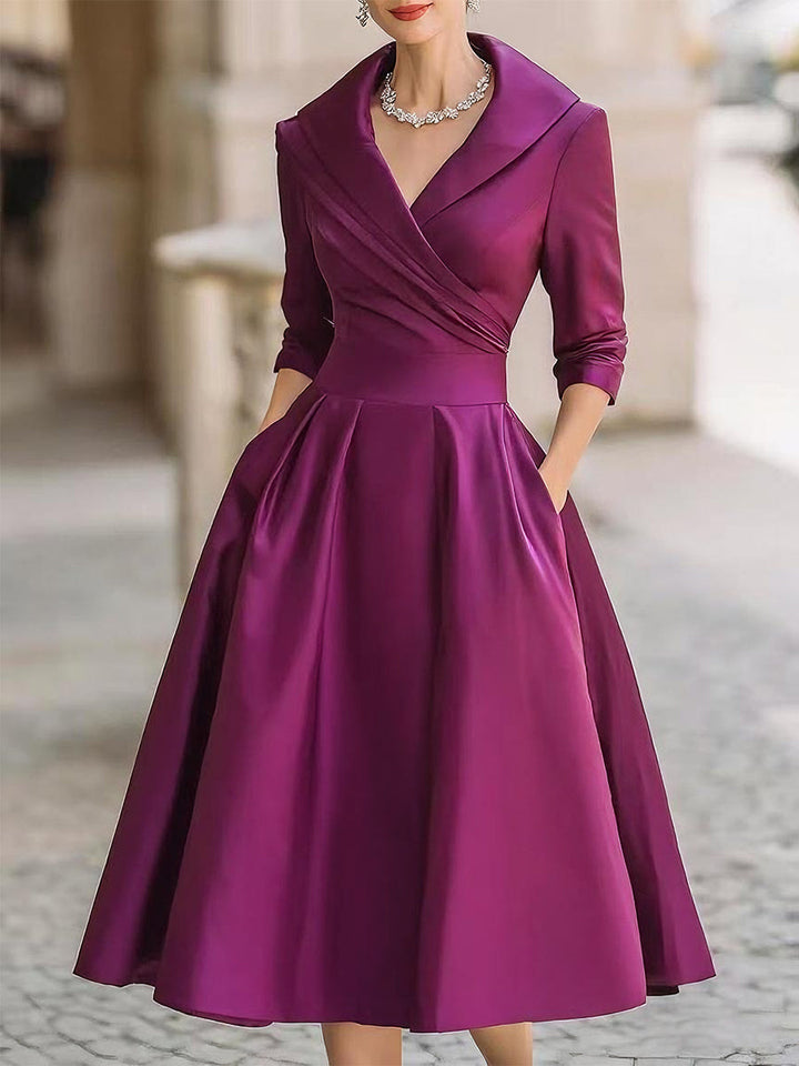 Margot | Stylish Wrap Collar A-Line Christmas Party Dress