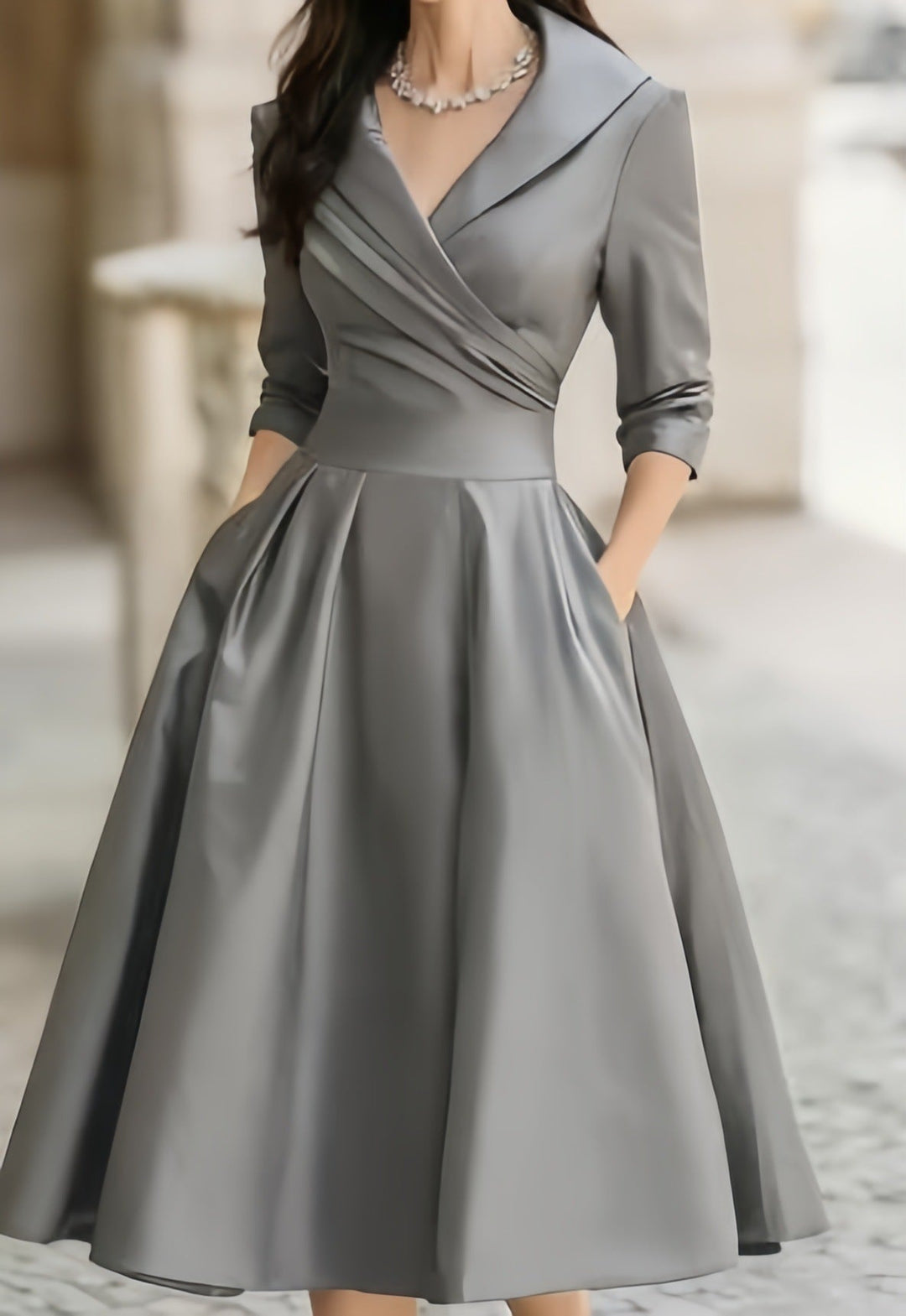 Margot | Stylish Wrap Collar A-Line Christmas Party Dress