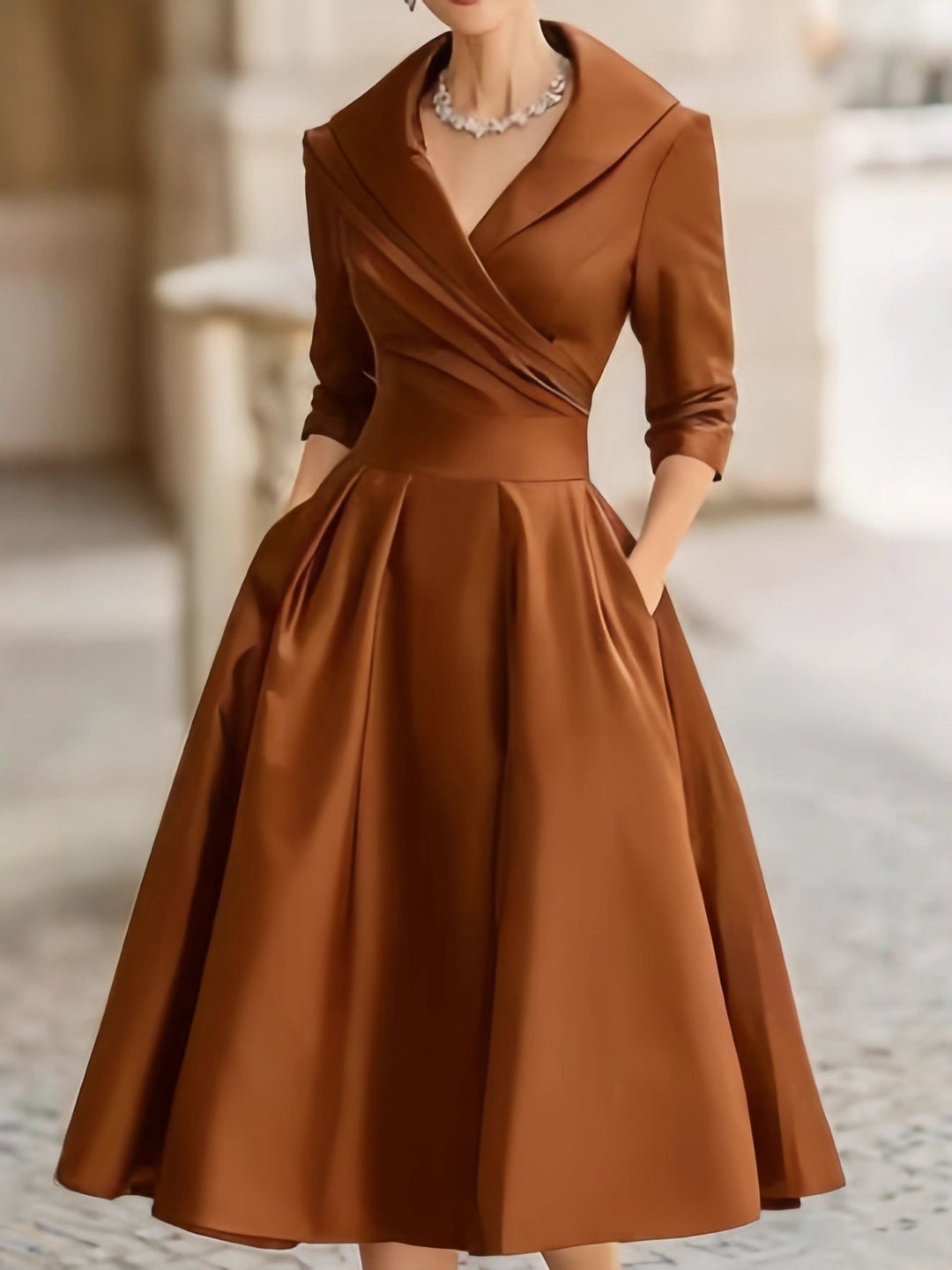 Margot | Stylish Wrap Collar A-Line Christmas Party Dress