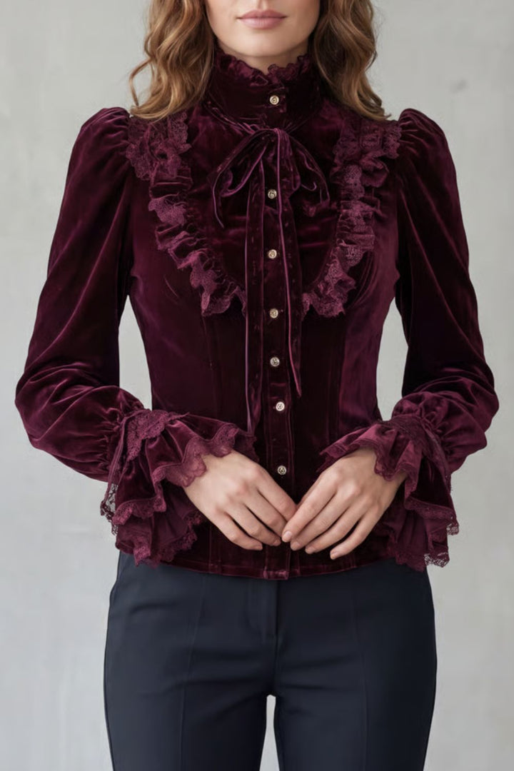 Maria | Polished Ruffled Lace Victorian Party Top