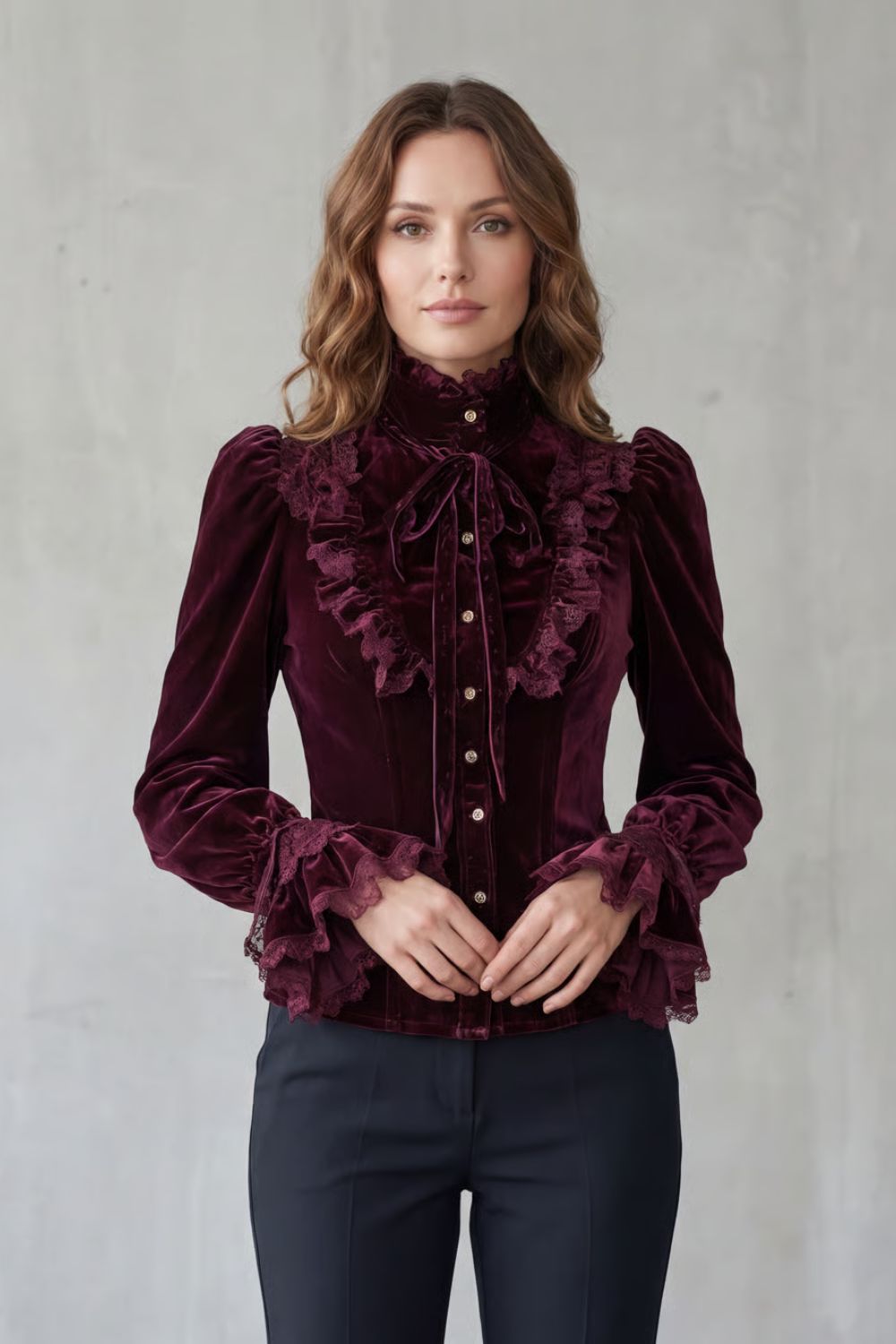 Maria | Polished Ruffled Lace Victorian Party Top