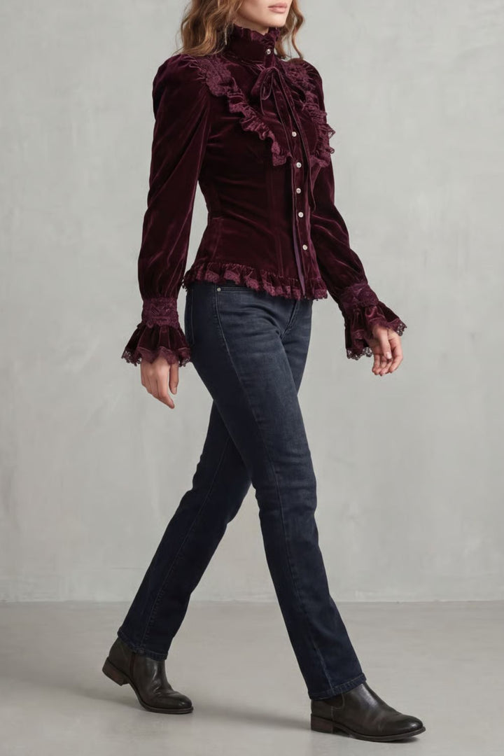 Maria | Polished Ruffled Lace Victorian Party Top