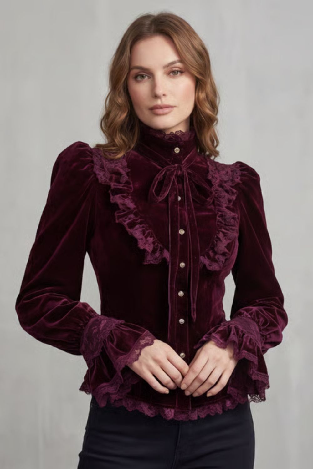 Maria | Polished Ruffled Lace Victorian Party Top