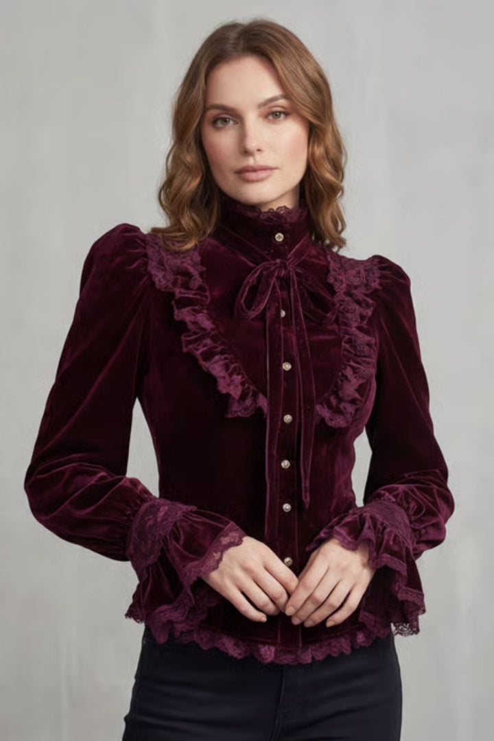 Maria | Polished Ruffled Lace Victorian Party Top