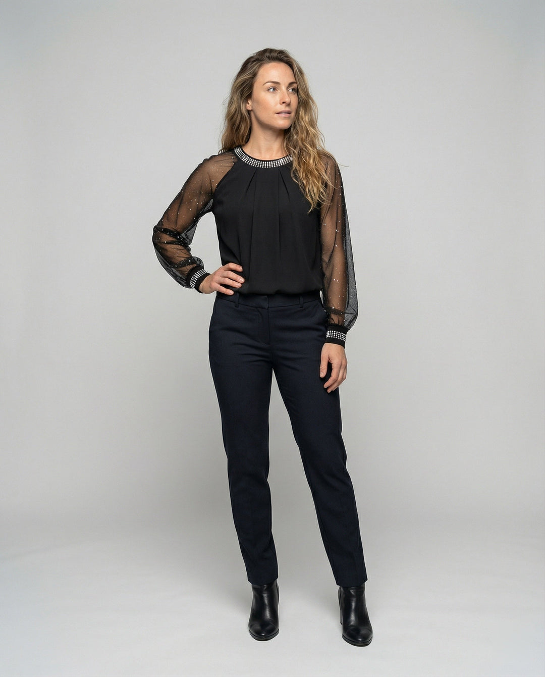 Maria | Refined Embellished Long Sleeve Party Top