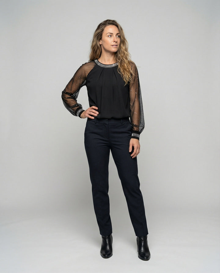 Maria | Refined Embellished Long Sleeve Party Top