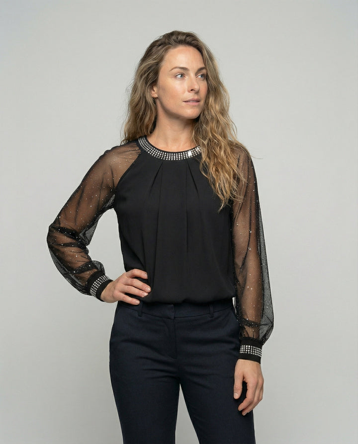 Maria | Refined Embellished Long Sleeve Party Top