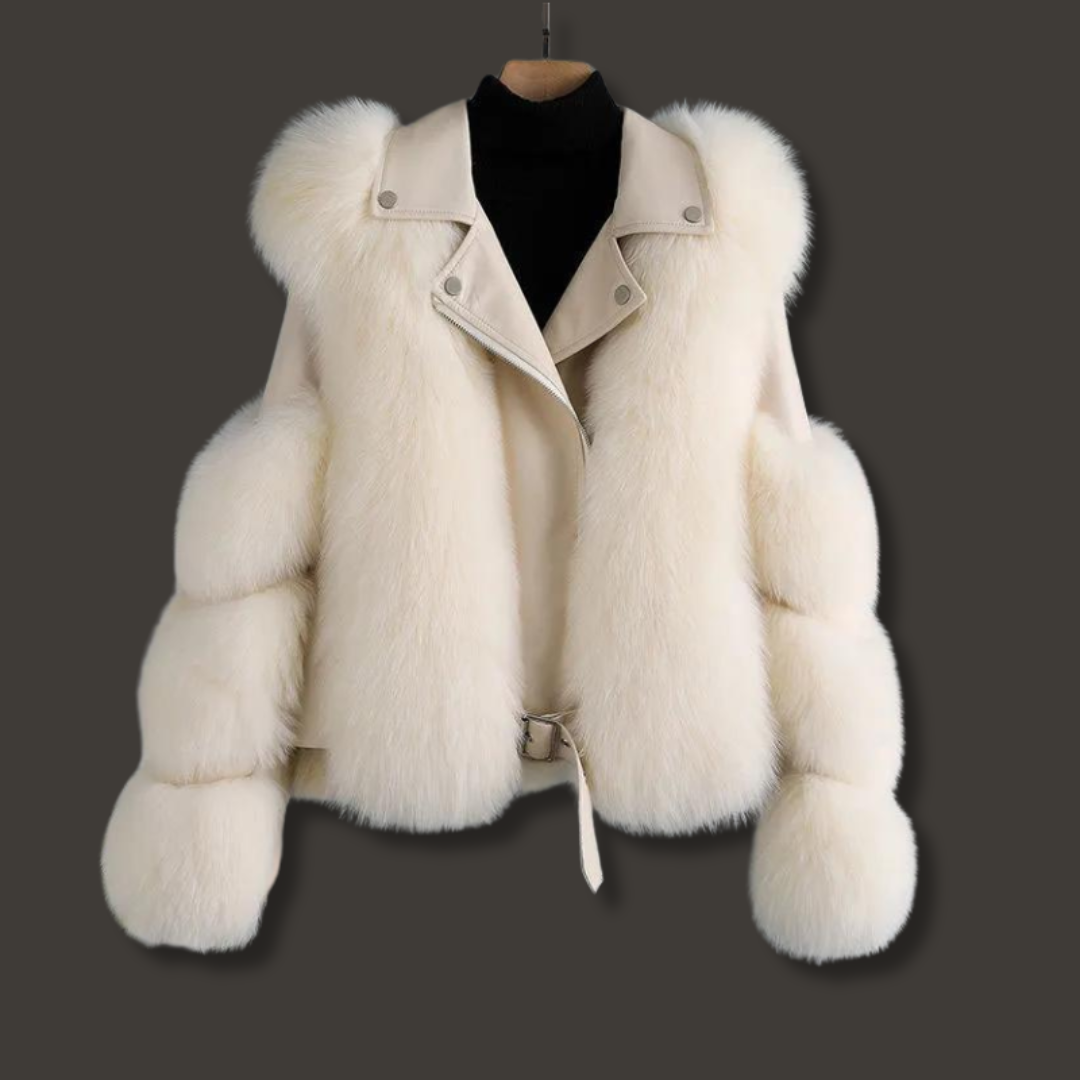 Matilda | Effortless Cropped Faux Fur Coat with Leather-Look Trim