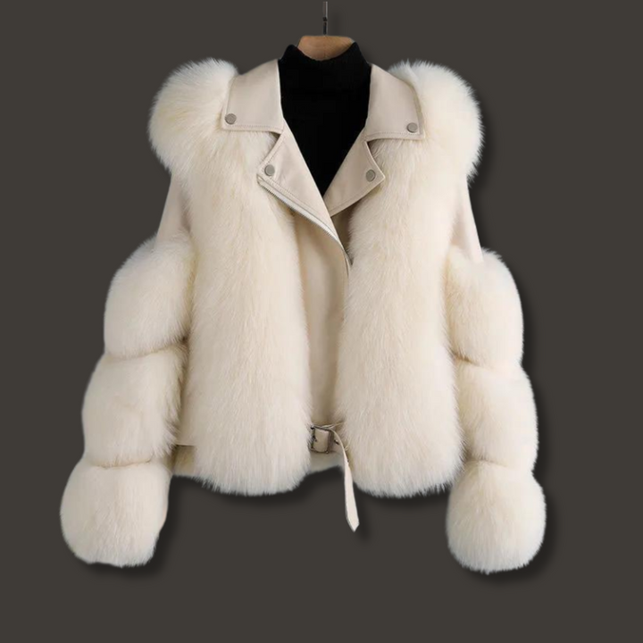Matilda | Effortless Cropped Faux Fur Coat with Leather-Look Trim